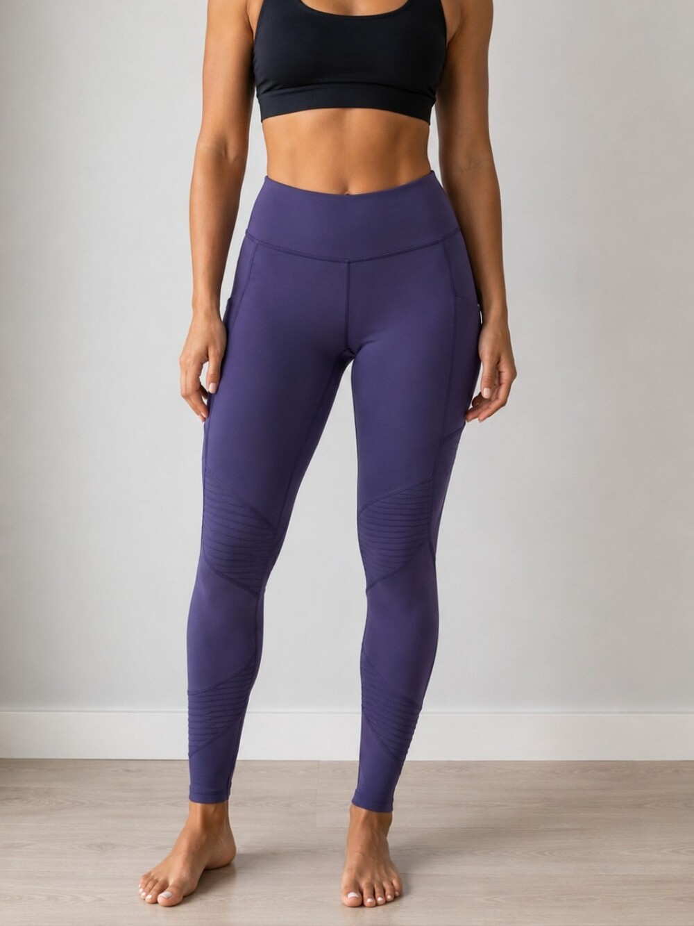 Fabletics Deep Purple High-Waist Leggings with Side Pockets